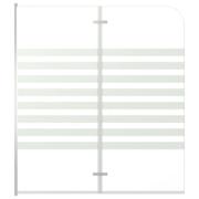 Brusevæg til badekar 120 × 140 cm i stribet hærdet glas med aluminiumsprofil