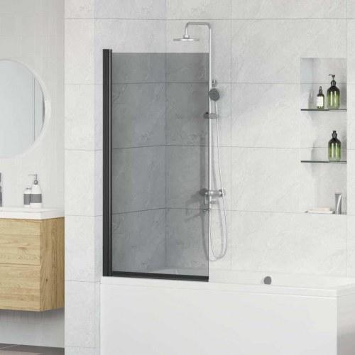 Sort brusevæg til badekar 68 × 130 cm i hærdet glas