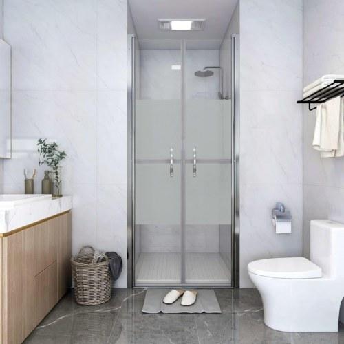 Brusedør med delvist matteret sikkerhedsglas og aluminiumsstel, 98-101 cm