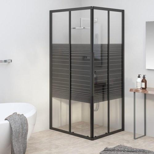 Rektangulær brusekabine 90x70x180 cm i sort med stribet sikkerhedsglas