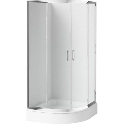 Halvrund brusekabine 80x80 cm fra Deante med klart glas i hjørnemontering