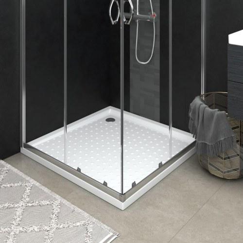 Hvidt ABS-brusekar med skridsikre dupper i bunden, 90 x 90 centimeter