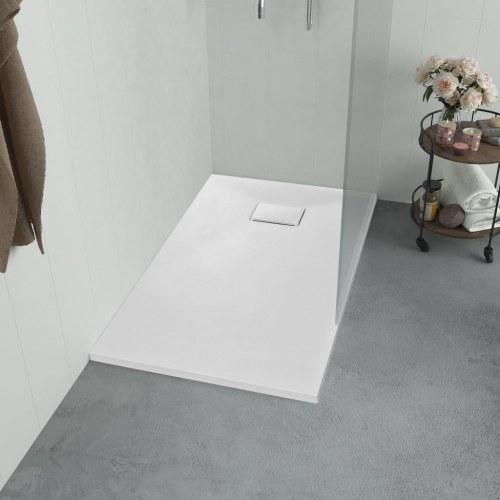 Hvidt rektangulært SMC-brusekar i 100 x 80 centimeter med skiferlook