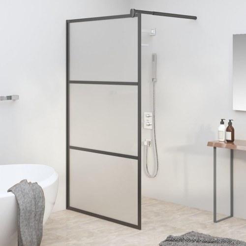 Brusevæg 115 × 195 cm i matteret sikkerhedsglas med sort stel