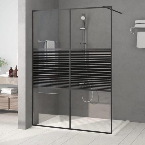 Brusevæg på 140 × 195 cm i klart sikkerhedsglas med sort profil