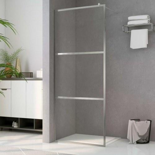 Fast brusevæg med klart ESG-glas og justerbar krom-profil, 80x195 cm