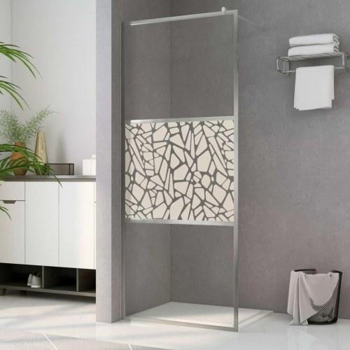 Brusevæg 115x195 cm med dekorativt stendesign i midterfeltet af tre glasfelter