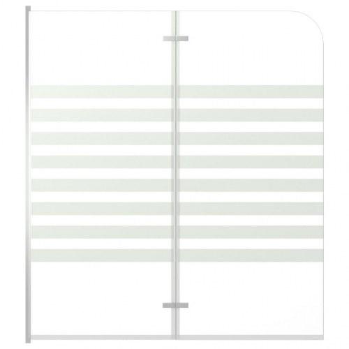 Brusevæg til badekar 120 × 140 cm i stribet hærdet glas med aluminiumsprofil