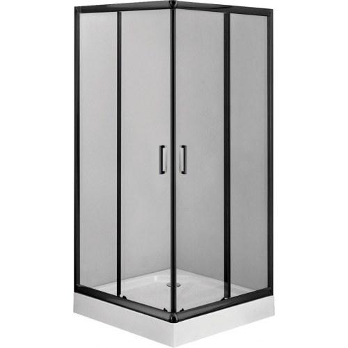 Deante KDDZN41K komplet brusekabine med bundkar, sort profil, 90x90 cm