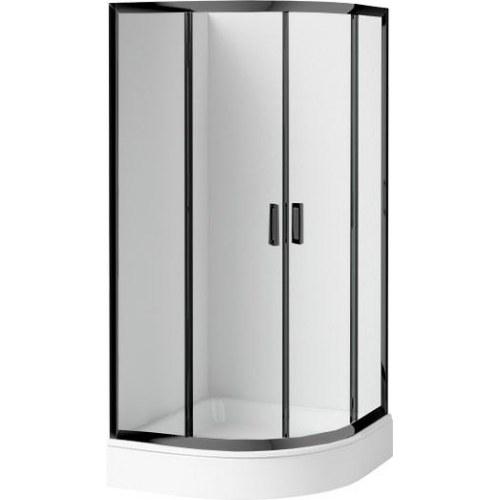 Deante KDDZN51K halvrund brusekabine 90x90 cm med bund, klart glas og mørke profiler