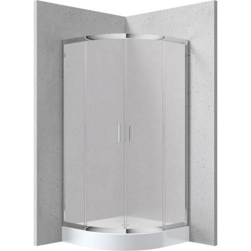 Deante KYPZ651K halvrund brusekabine 90x90 cm med bundkar og klart glas