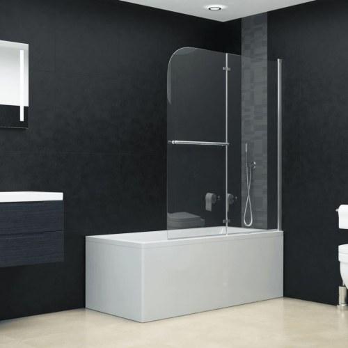 Foldbar brusedør med to paneler i 6 mm ESG-glas og forkromede profiler, 120x140 cm