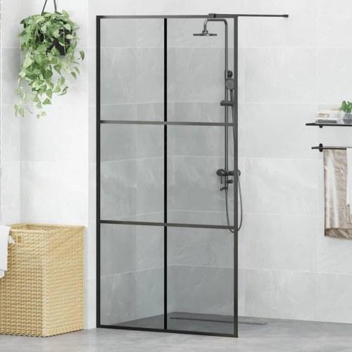Walk-in brusevæg med sort profil og hærdet glas, 100 × 195 cm