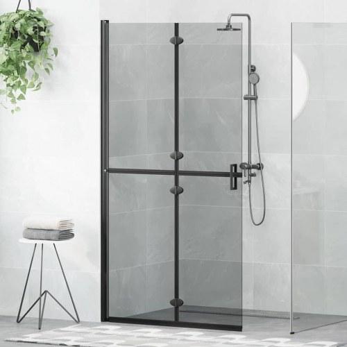 Walk-in brusevæg i sort aluminium med hærdet glas, 100 × 190 cm